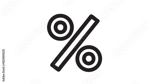 Clean, simple black outline percentage symbol on a white background, perfect for conveying discount rates, financial calculations, or mathematical concepts in a clear, modern graphic style