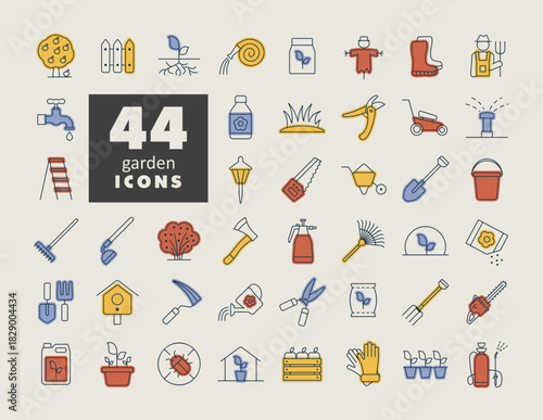 Gardening and Planting isolated vector icons set