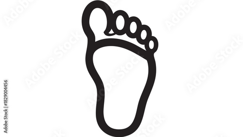 A distinct black outline illustration of a human foot, serving as an anatomical symbol for walking, movement, and body health, perfect for medical and wellness designs