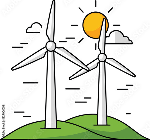 Wind turbines producing renewable energy