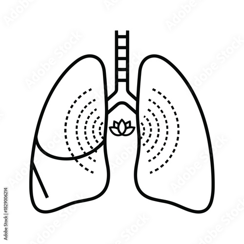 Human lungs with lotus flower, symbolizing breath, meditation, and wellness