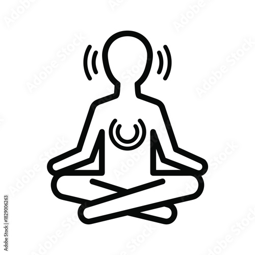 Meditating person in lotus pose with sound and energy