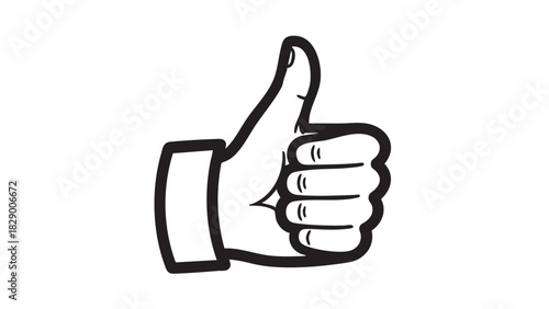 Line Art Thumbs Up Gesture Positive Feedback and Approval Icon