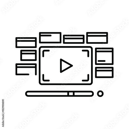 Engaging video interface with play button and timeline for modern online content streaming and digital media platforms, perfect for web design projects