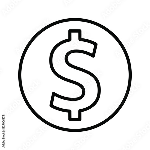 Dollar sign icon for financial planning, investment, banking, money management, payment solutions, and business operations in modern design