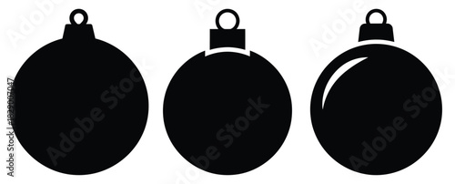 christmas bauble silhouette icon set. christmas silhouette icons collection with solid styles.