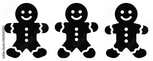 christmas biscuit silhouette icon set. christmas silhouette icons collection with solid styles.