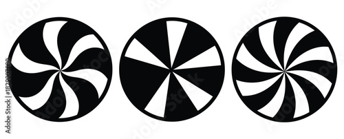 christmas candy swirl silhouette icon set. christmas silhouette icons collection with solid styles.