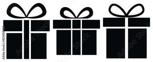christmas gift box silhouette icon set. christmas silhouette icons collection with solid styles.