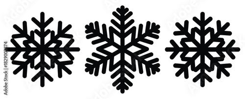 christmas snowflake badge silhouette icon set. christmas silhouette icons collection with solid styles.