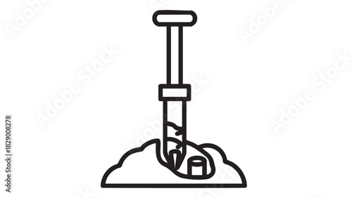 Iconic well installation illustration portraying groundwater extraction and related hydrogeology concept