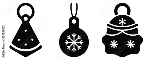 holiday charm silhouette icon set. christmas silhouette icons collection with solid styles.