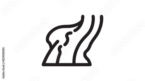 Abstract River Icon Simple Minimalist Design Depicting Flowing Water, Symbolic of Nature and Journey