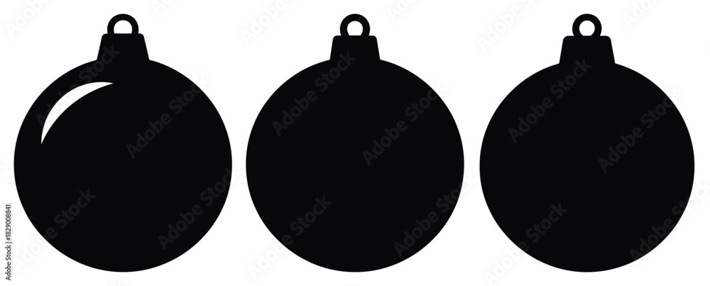 Obraz premium ornament ball silhouette icon set. christmas silhouette icons collection with solid styles.