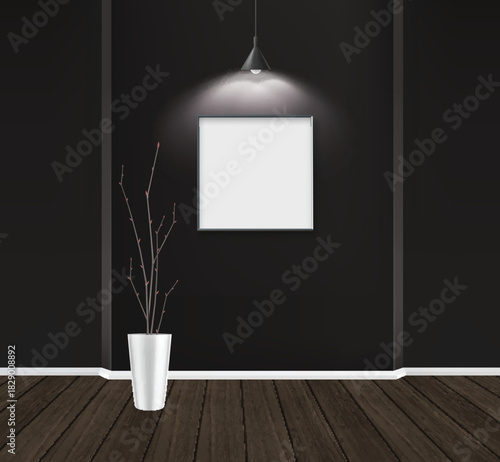 Dark blue wall in the Living Room with a wooden floor and decorative