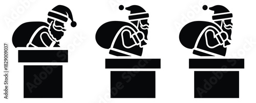 santa chimney silhouette icon set. christmas silhouette icons collection with solid styles.