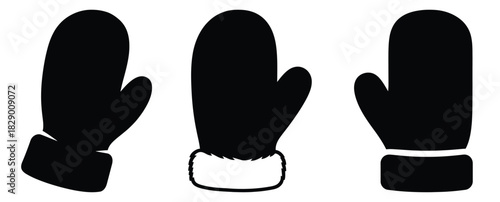 santa glove silhouette icon set. christmas silhouette icons collection with solid styles.
