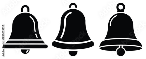 sleigh bell silhouette icon set. christmas silhouette icons collection with solid styles.