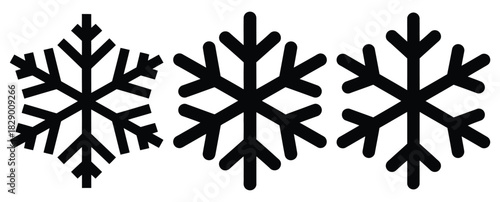 snow crystal badge silhouette icon set. christmas silhouette icons collection with solid styles.