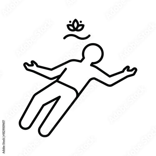 Person floating in a meditative state with a lotus flower above head
