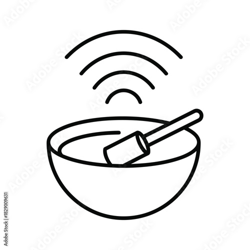 Smart cooking bowl with stirring utensil and wireless signal