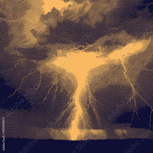 Thunder, vector background graphic, halftone thunder background.