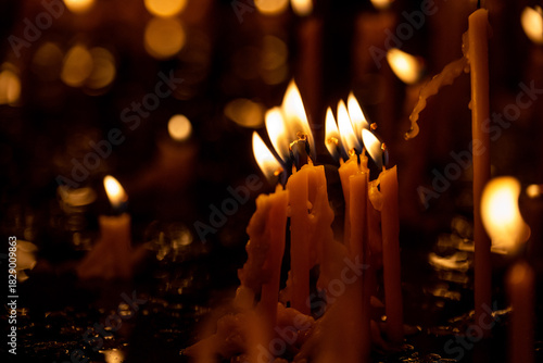 Church candles inside a Christian church