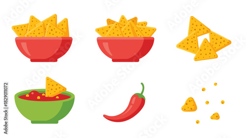 Delicious nachos with spicy salsa and chili pepper, perfect for a party or casual snack