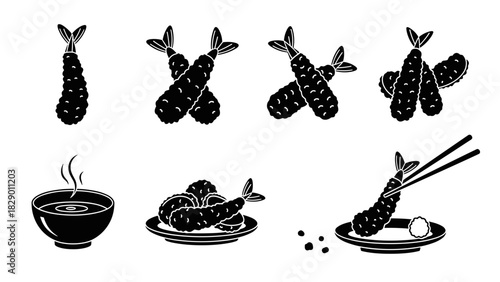 Delicious crispy tempura meal, perfect for menus, posters or elegant restaurant designs