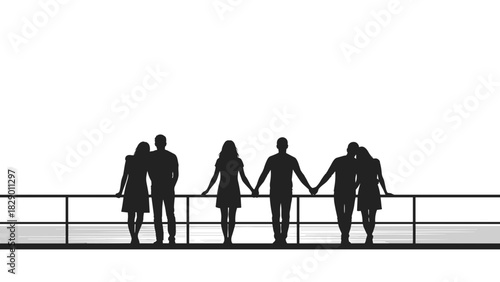 Romantic couples holding hands, enjoying the view together, love and togetherness concept