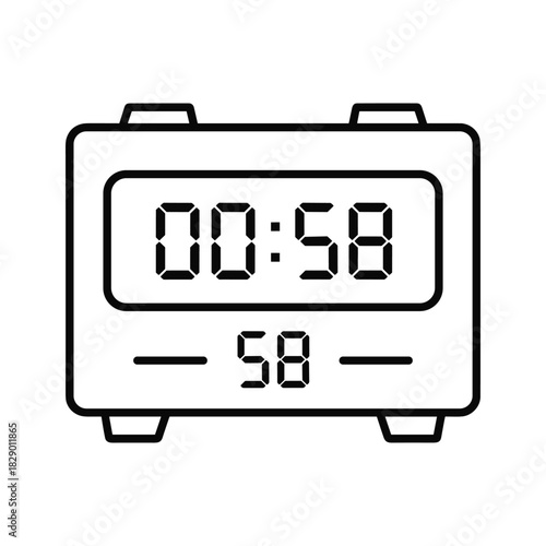 Digital timer icon showing 58 seconds countdown