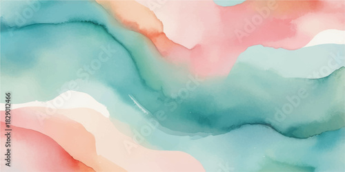 Abstract hand-painted watercolor background with blue and pink color texture, simulating a splash of water and a woman's beauty