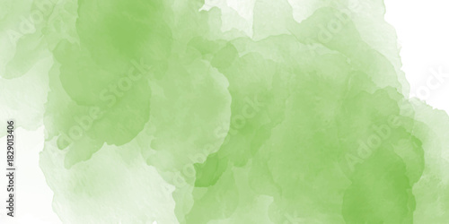 Abstract pattern with Pastel green watercolor clouds on white background, used as a background in the wedding illustration banner, wallpaper and other tasks.
