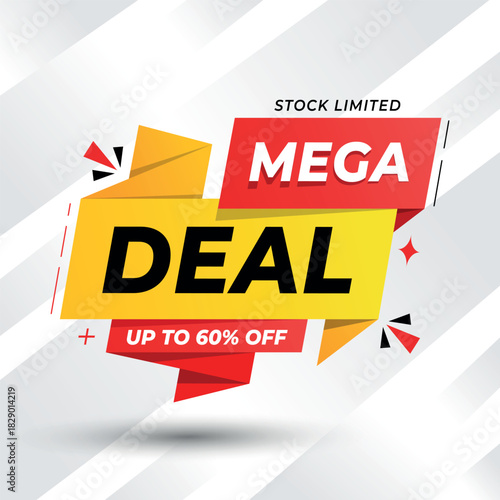 Mega Deal Sale Banner with Up to 60 Off Limited Time Offer