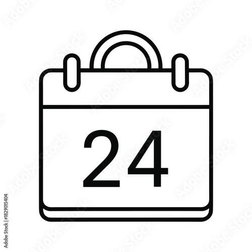 Calendar icon with number 24 isolated on