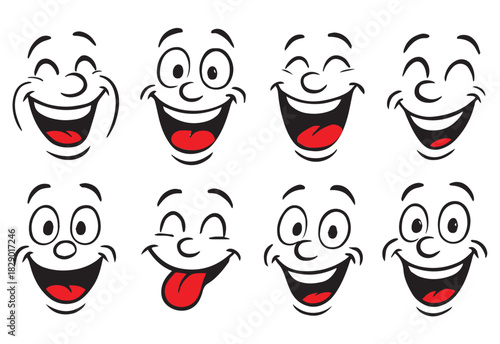 set of funny cartoon faces