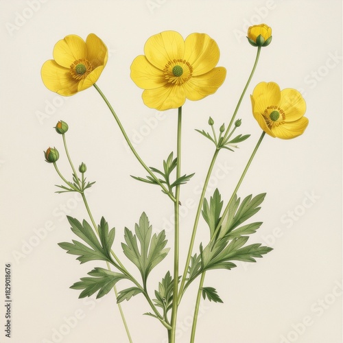 Wallpaper Mural yellow flowers isolated on white Torontodigital.ca