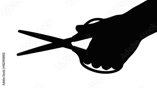 Hand holding scissors, cutting something, creative crafts, diy projects and art supplies for design templates