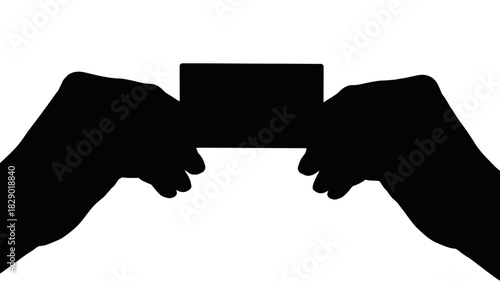 Two hands holding a blank card, ready for your message or logo, perfect for advertising or social media use