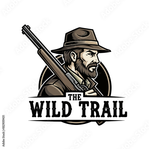 Rugged Outdoorsman with Rifle Embodiment of The Wild Trail Adventure.