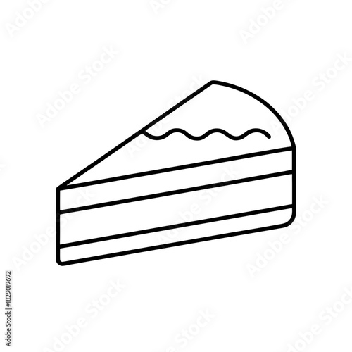 Outline illustration of a slice of layered cake on transparent background silhouette