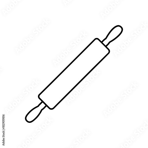 Outline drawing of a rolling pin on a white background on transparent background silhouette