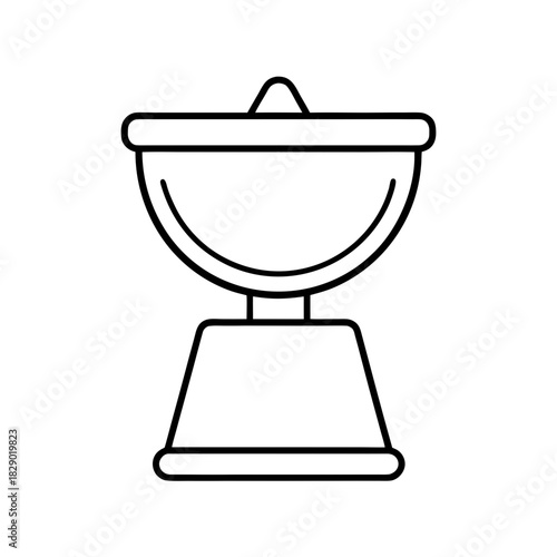 Outline drawing of a covered bowl on a short stand on transparent background silhouette