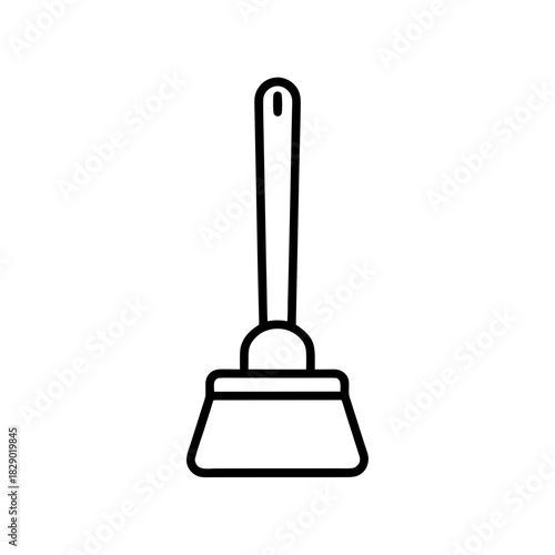 Illustration of a broom with a long handle and head on transparent background silhouette
