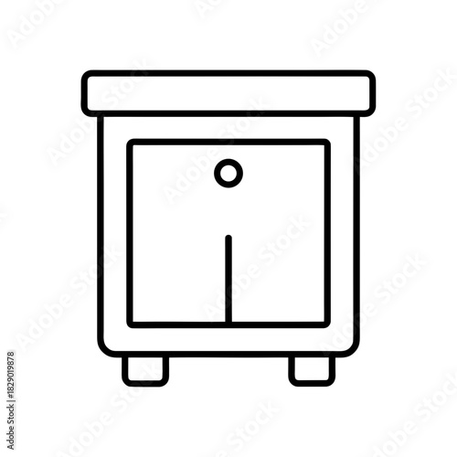 Illustration of a simple bedside table with drawer on transparent background silhouette