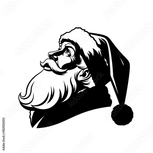 Bold Art Deco Santa Silhouette Gazing Skyward with a Sense of Anticipation Holiday Wonder