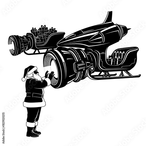 Action Santa Activating a Hyperdrive Engine for the Interstellar Gift Delivery Sleigh