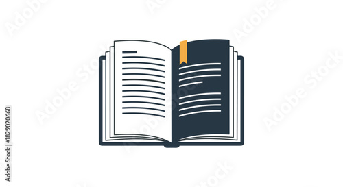 Open book with bookmark: simple and modern flat design