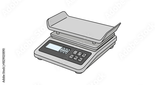 Digital kitchen scale with display and buttons in gray tones