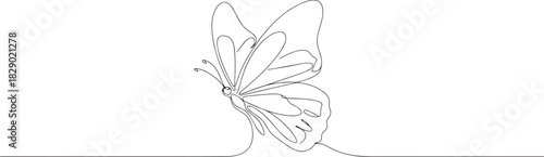 Graceful Butterfly Continuous Line Art in Flight